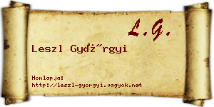 Leszl Györgyi névjegykártya